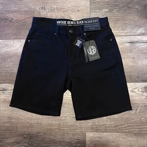Vintage Genes Black Shorts Men's 30x8 Black Slim Fit French Terry Denim NWT